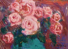 バラ（油絵）F4　青山義雄（1894〜1996）