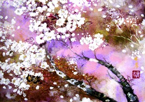 時の緑　F4　日本画